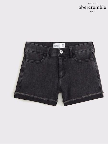 High Rise Denim Shorts With Fray Hem Detail (AR6241) | 179 LEI