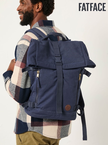 FatFace Navy Roll Top Backpack (AR6290) | AED288