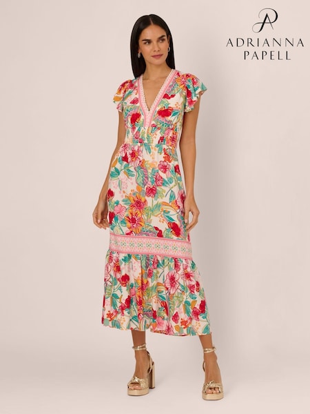 Adrianna Papell Pink Printed Midi Dress (AR6294) | € 232