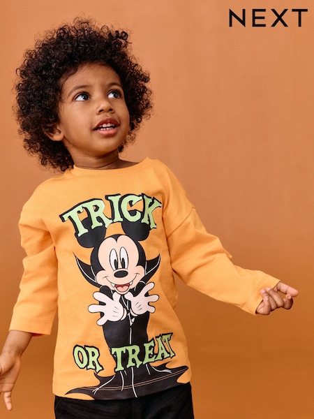 Orange Mickey Mouse Halloween Long Sleeve T-Shirt (3mths-8yrs) (AR6322) | €13 - €15