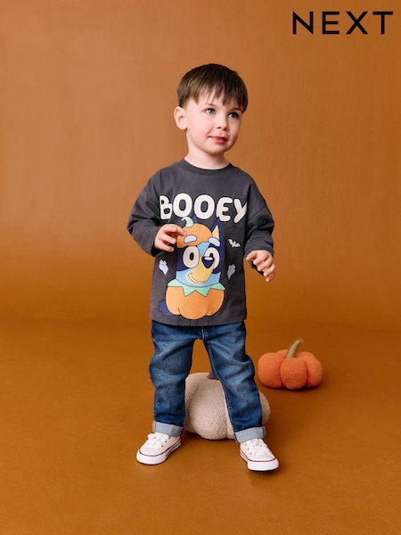 Charcoal Grey Bluey Halloween Long Sleeve T-Shirt (3mths-8yrs) (AR6323) | 49 QAR - 59 QAR