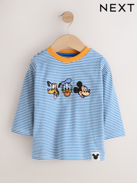 Blue/Ecru Mickey Mouse Long Sleeve T-Shirt (3mths-8yrs) (AR6324) | €16 - €19