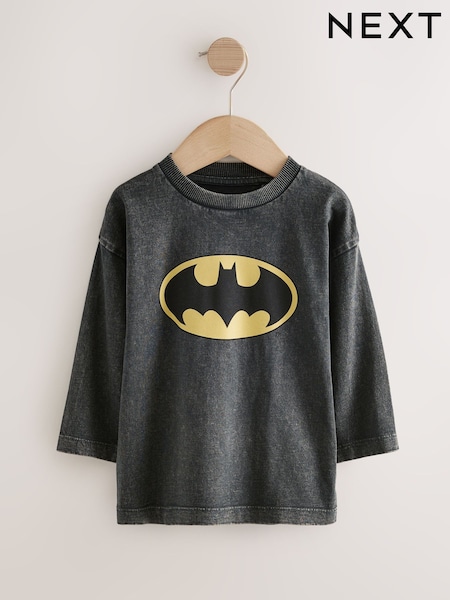 Black Washed Batman Long Sleeve T-Shirt (3mths-8yrs) (AR6328) | 54 QAR - 64 QAR
