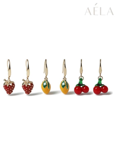 Aela Gold Tone Mixed Fruit Drop Earrings 3 Pack (AR6372) | € 23