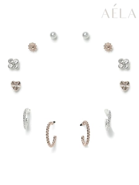 Aela Silver Tone/Rose Gold Tone Multipack Earrings (AR6378) | 62 QAR