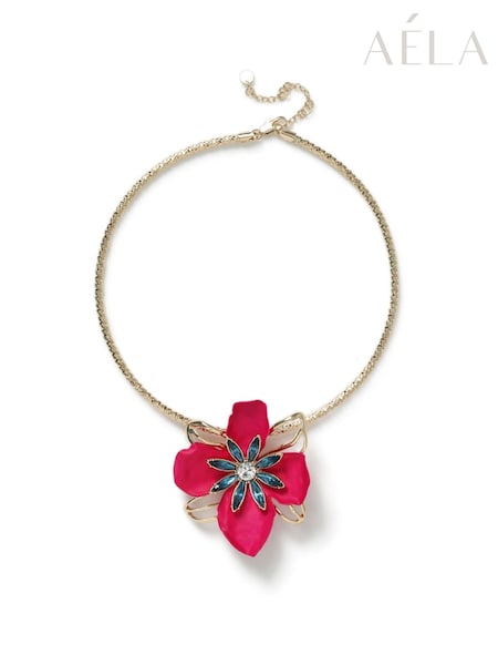 Aela Fushsia Pink Powdercoat Flower Torque Necklace (AR6387) | €32