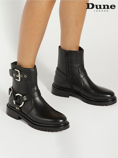 Dune London Black Panos Low Buckle Chunky Biker Boots (AR6465) | 9,012 UAH