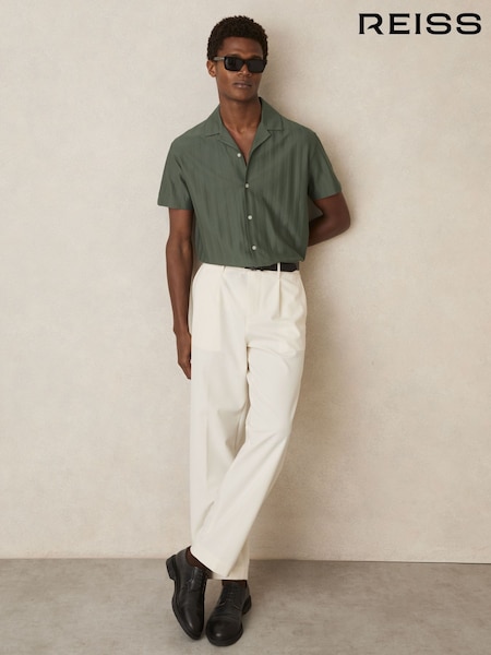 Reiss Sage Sampson Cotton Textured Cuban-Collar Shirt (AR6488) | €99