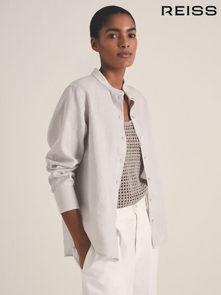 Reiss Soft Grey Regan Reiss | Les 100 Ciels Linen Shirt (AR6523) | €225