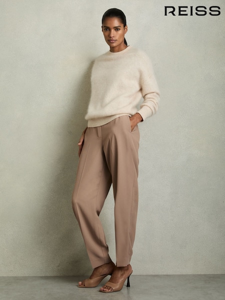 Reiss Mink Neutral Eve Tapered Elasticated-Waist Trousers (AR6545) | $177