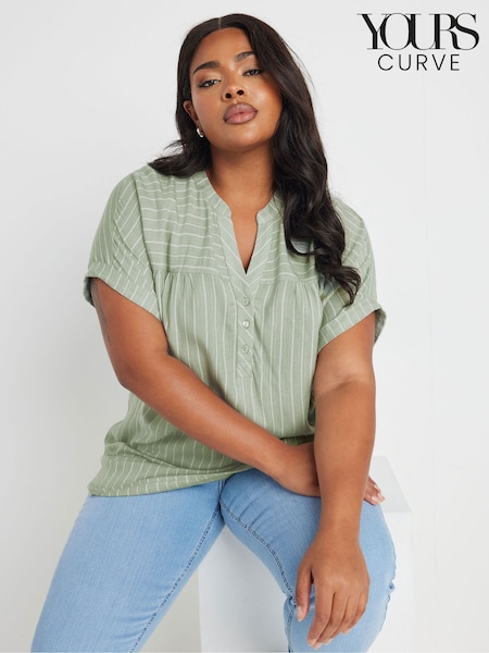 Vihreä - Yours Curve Raita Notchneck Pusero (AR6604) | €43