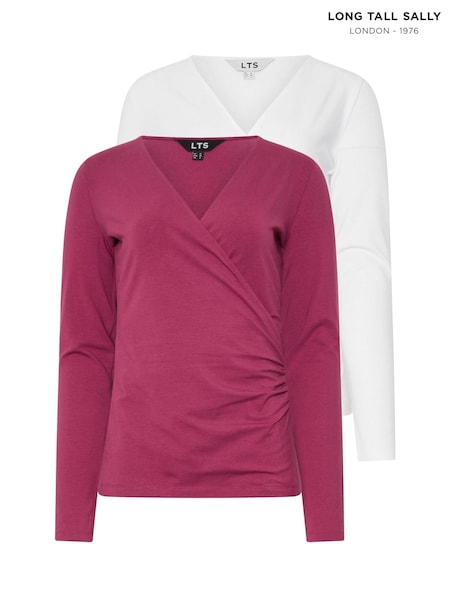 Long Tall Sally Red Long Sleeve Wrap Top 2 Pack (AR6621) | €48