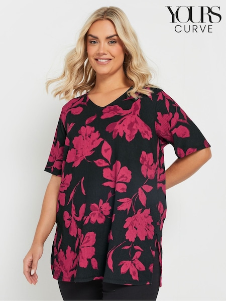 Yours Curve Black Textured Top (AR6636) | R$ 265
