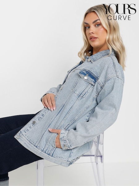 Yours Curve Blue Oversized Denim 100% Cotton Jacket (AR6645) | $68