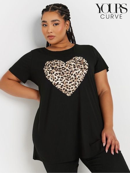 Yours Curve Leopard Heart Print T-Shirt (AR6689) | 37 €