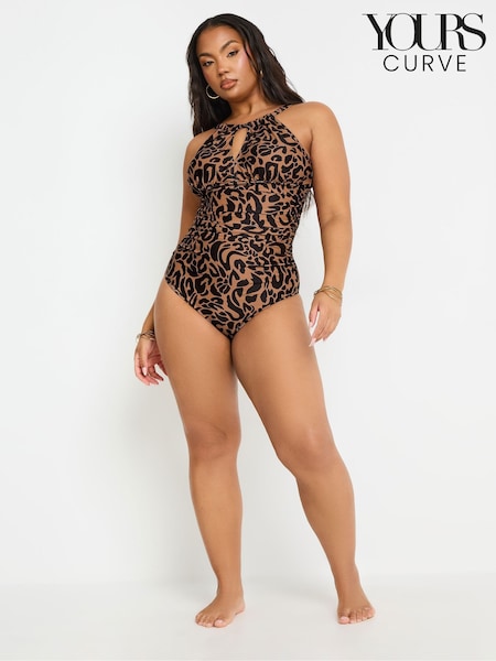Yours Curve Leopard Keyhole Plunge Swimsuit (AR6691) | 55 €