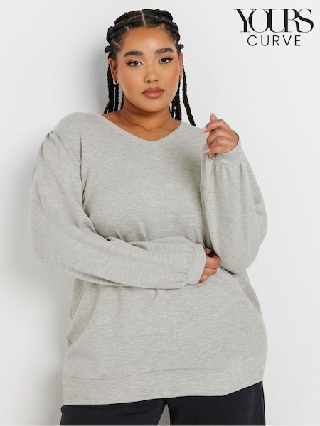 Yours Curve Grey V-Neck Sweatshirt (AR6694) | €36