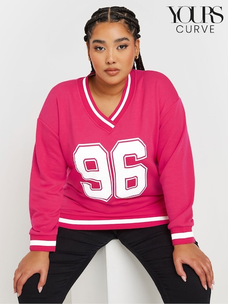Yours Curve Hot 96 Slogan Varsity Sweatshirt (AR6698) | 41 €