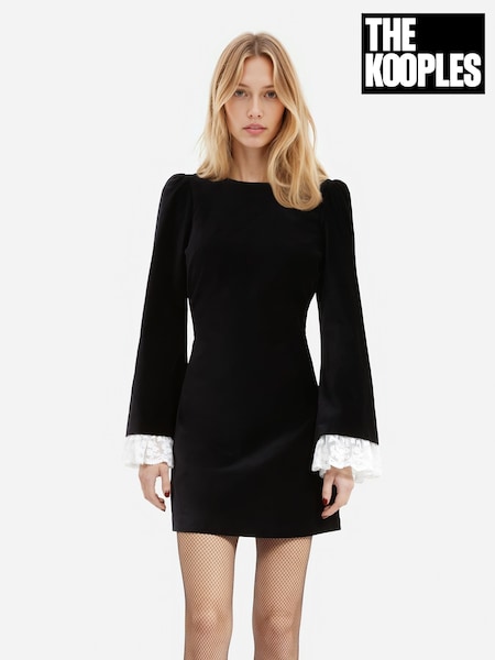 The Kooples Short Long Sleeve Velvet 100% Cotton Dress With Lace (AR6720) | R$ 3.210
