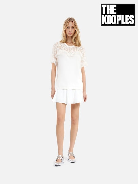 The Kooples Short Sleeve 100% Cotton T-Shirt With Lace Insert (AR6721) | R$ 1.335