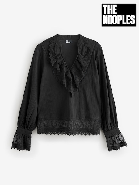 The Kooples Long Sleeved 100% Cotton Top With Ruffle (AR6724) | R$ 2.125