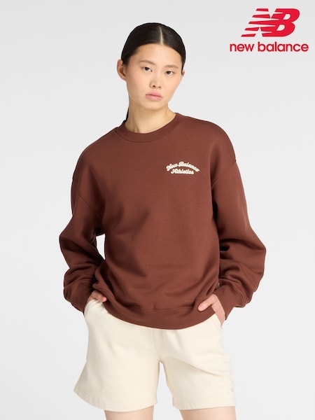 New Balance Burgundy Red Womens Linear Heritage Fleece Sweatshirt (AR6762) | €92