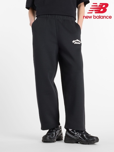 New Balance Black Womens Linear Heritage Fleece Barrel Leg Joggers (AR6766) | €80