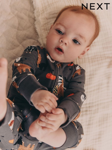 Black Halloween Hamish Baby Two Way Zip Sleepsuit (0mths-3yrs) (AR6792) | 45 QAR - 49 QAR