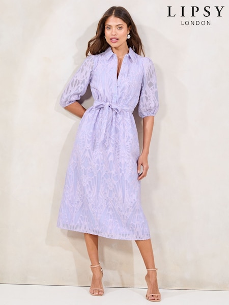 Liila - Lipsy Textured Vyöllinen Midi- Paitamekko (AR6902) | €0