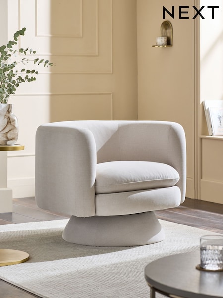 Opulent Chenille Pebble Grey Emilie Swivel Accent Chair (AR6953) | €520