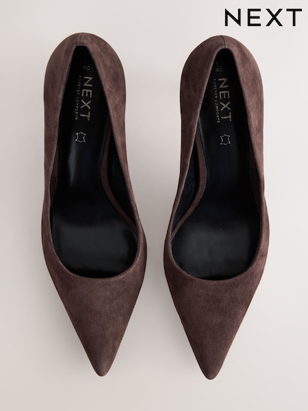 Chocolate Brown Suede Standard/Wide Fit Forever Comfort® Leather Mid Court Shoes (AR7035) | 198 QAR
