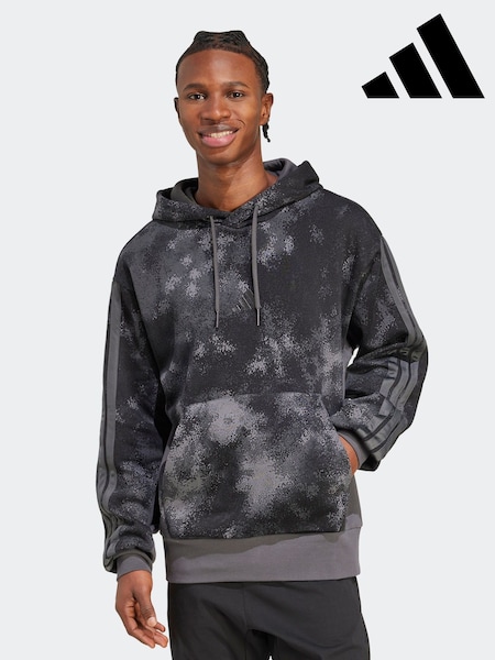 adidas Grey All Over Print Colourblock Hoodie (AR7080) | €69