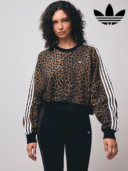 adidas Originals Natural Leopard Crewneck 100% Cotton Sweatshirt (AR7101) | €73