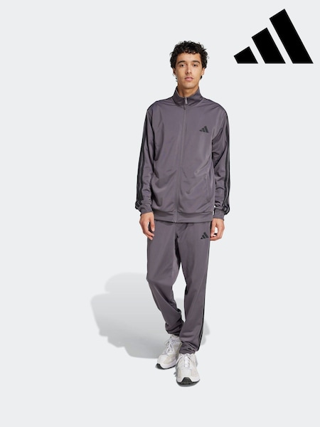 adidas Grey Sportswear Basic 3-Stripes Tricot Tracksuit (AR7107) | AED349