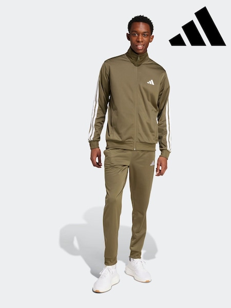 adidas Green Sportswear Basic 3-Stripes Tricot Tracksuit (AR7156) | R$ 590