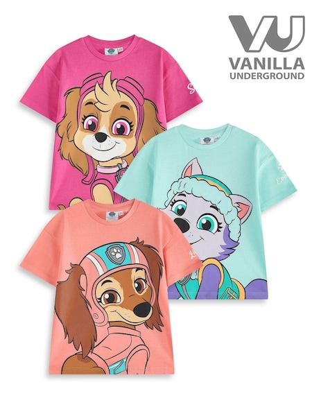 Vanilla Underground Pink Girls Paw Patrol 100% Cotton T-Shirts 3 Pack (AR7166) | €33