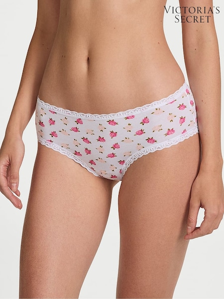 Victoria's Secret White Soft Peonies Cheeky Cotton Lace Waist Knickers (AR7199) | €10.50