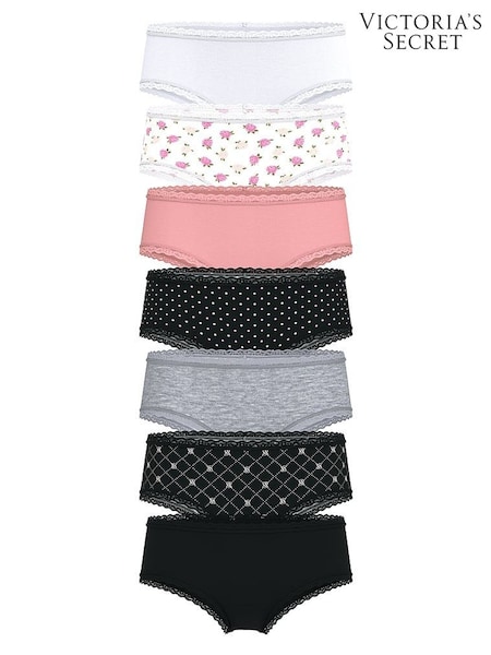 Victoria's Secret White/Pink/Black/Grey Cheeky 7 Pack Lace Trim Knickers (AR7209) | €40
