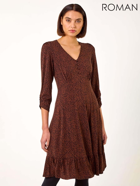 Roman Ditsy Animal Print Tea Dress (AR7274) | €64
