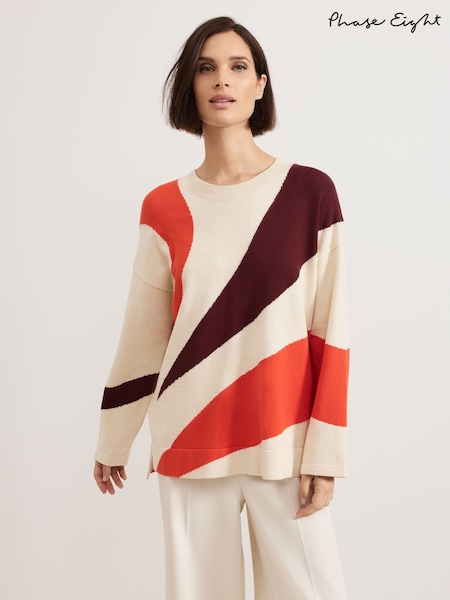 Phase Eight Orange Bettie Colourblock Swirl Jumper (AR7375) | €54