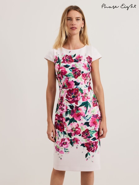 Phase Eight Pink Dannas Scuba Floral Print Dress (AR7382) | €183