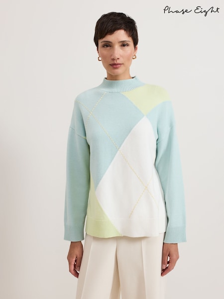 Phase Eight Green Darla Argyle Jumper (AR7389) | €54