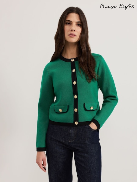 Phase Eight Green Taz Knitted Jacket (AR7395) | AED320