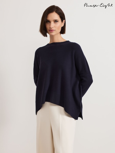 Phase Eight Blue Kara Square Boxy Knit Top (AR7399) | €95