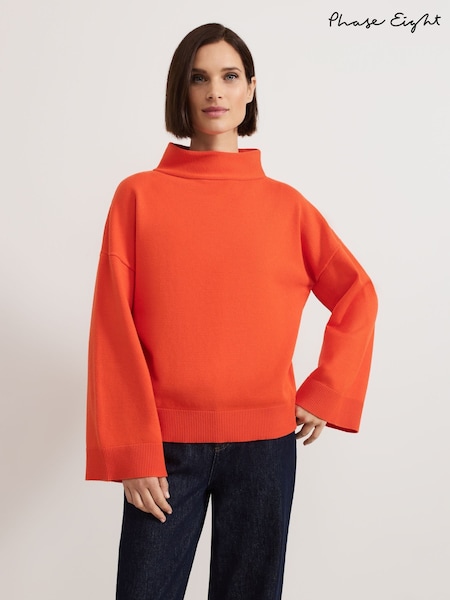 Phase Eight Orange Blaire Fluted Sleeve Knit Jumper (AR7400) | €53