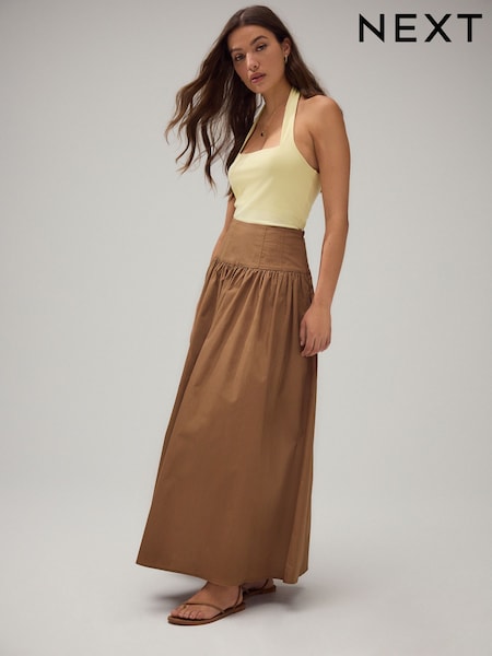 Camel Drop Waist Maxi Skirt (AR7417) | R$ 305