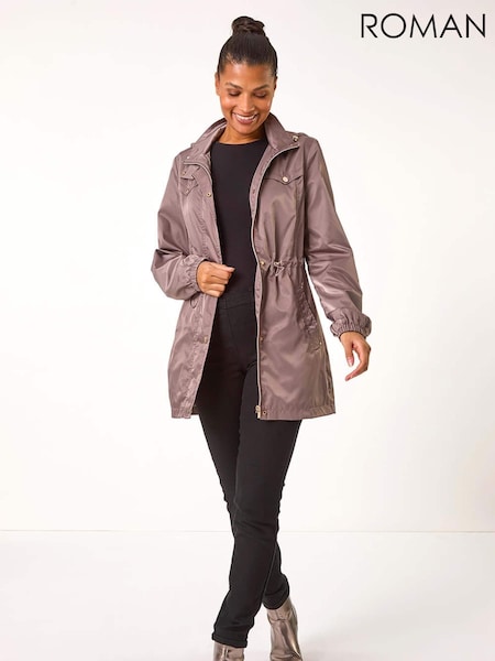 חום - Roman Shower Resistant Longline Jacket (AR7734) | ‏440‏₪