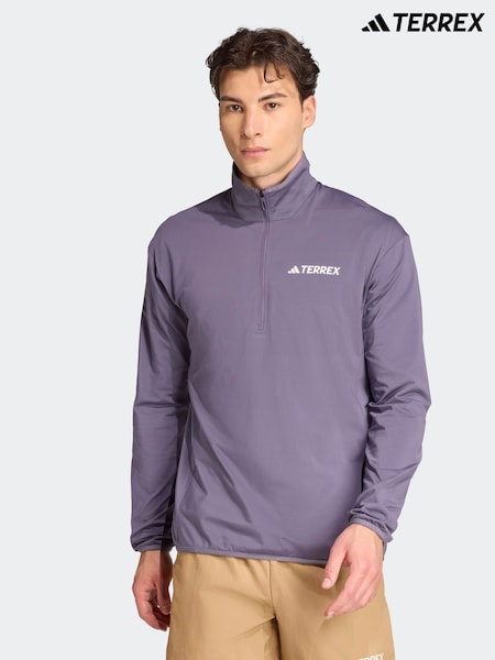 adidas Purple Terrex Multi CLIMAWARM Half-Zip Tech Fleece Jacket (AR7824) | €57