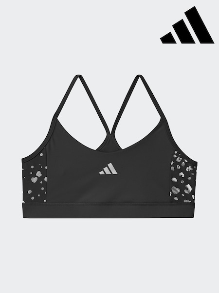 adidas Black Train Essentials Glam Print Kids Bra (AR7878) | AED105