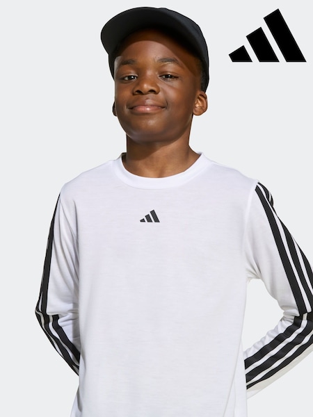 adidas White Train Essentials Longsleeve Kids T-shirt (AR7882) | AED116